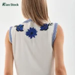 کراپ‌وست ترک‌ گلدوزی‌شده ترک آبی رنگ - Image 5