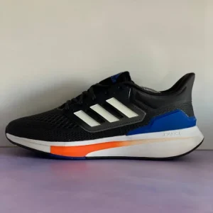 کتونی آدیداس مشکی با خط آبی و نارنجی مدل EQ21 Run