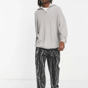 نیم زیپ طوسی asos
