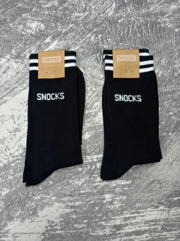 جوراب مشکی دو خط سفید snocks - Image 3