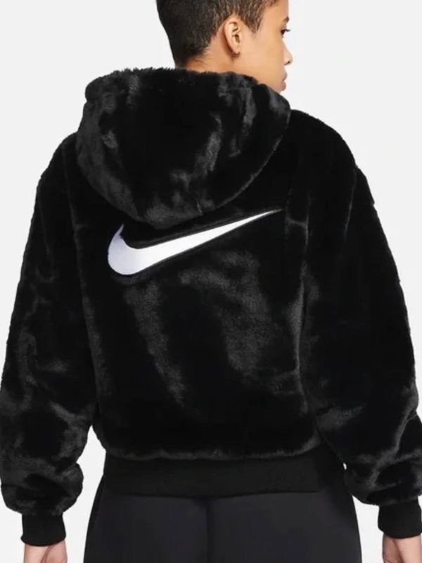 کاپشن خز مشکی لوگو سفید نایکی - Image 2