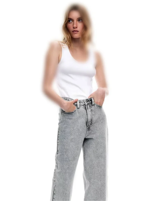 شلوار واید جین طوسی الترا h&m - Image 5