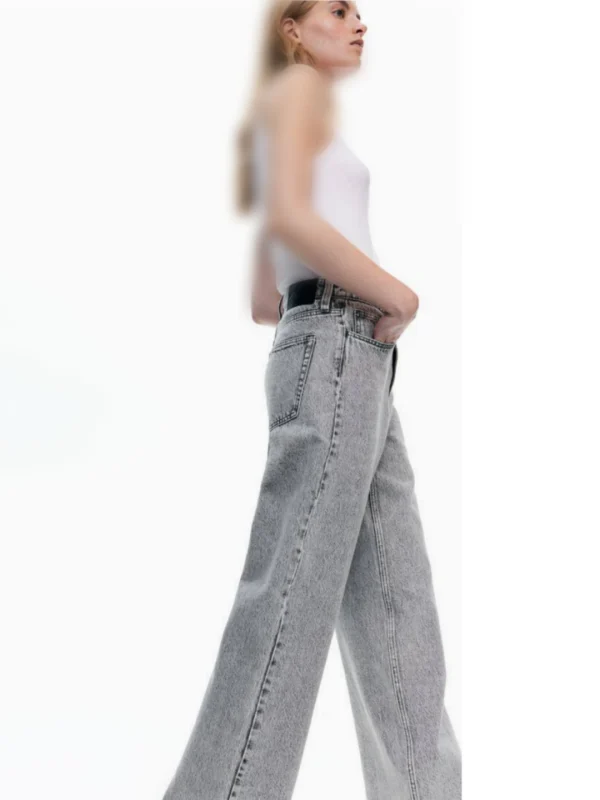 شلوار واید جین طوسی الترا h&m - Image 4