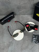عینک ریبن فراری فریم گرد مشکی طلایی - Image 5