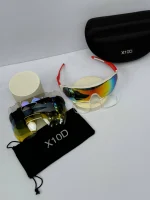 عینک سفید دسته قرمز x10d - Image 2