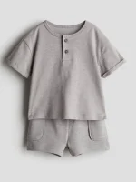 ست نخی بچگانه دو دکمه طوسی H&M