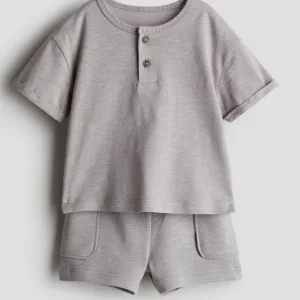 ست نخی بچگانه دو دکمه طوسی H&M
