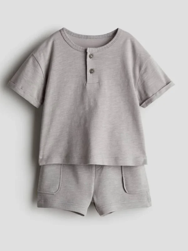 ست نخی بچگانه دو دکمه طوسی H&M - Image 2