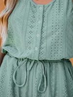 رامپر کاپشی Light Green Sleeveless Jersey Eyelet Romper - Image 4