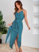 پیراهن ماکسی بلند یقه وی سبز cupshe - Image 4