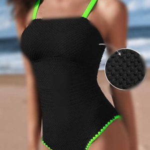 مایو مشکی بند سبز