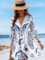 پیراهن cupshe آبی طرحدار - Image 2