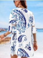 پیراهن cupshe آبی طرحدار - Image 3