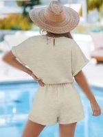رامپر پلیسه پفکینود cupsheNeutral V-Neck Drawstring Romper - Image 3