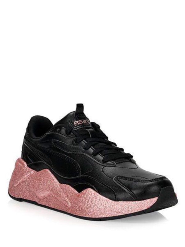 کتونی پوما مدل Puma RS-X3 Glitz Womens Black Leather Low Top Lifestyle Sneakers Shoes - Image 4