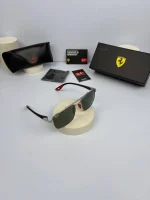 عینک ریبن فریم نقره ای دسته مشکی عدسی سبز - Image 5