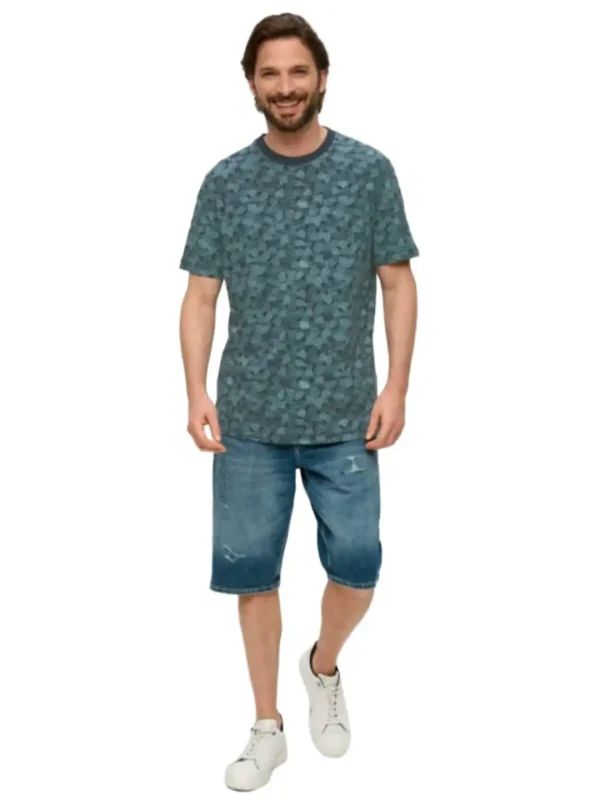 تیشرت سبز طرح گل ۷۳۴ - Image 2