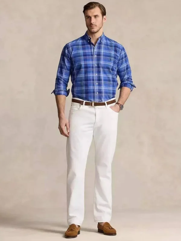 پیراهن مردانهMen's Big & Tall Plaid Oxford Shirt - Image 2