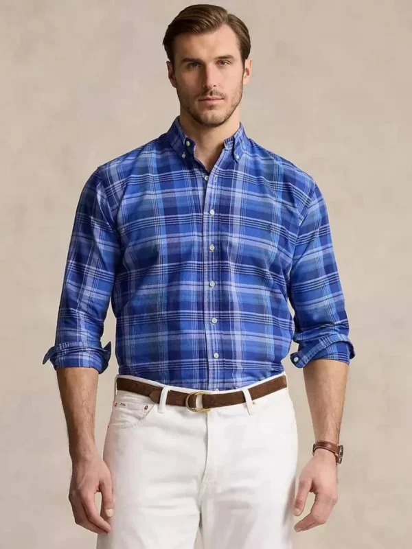 پیراهن مردانهMen's Big & Tall Plaid Oxford Shirt - Image 5