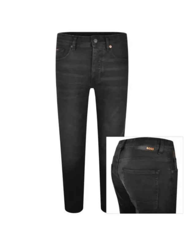 BOSS Taber Tapered Fit Jeans Blackشلوار - Image 5
