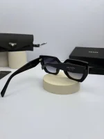 عینک پرادا مشکی براق عدسی هایلایت آبی - Image 5