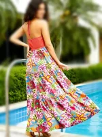 پیراهن بلند کاپشی Floral Halterneck Maxi Dress - Image 3
