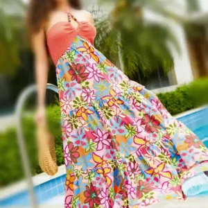 پیراهن بلند کاپشی Floral Halterneck Maxi Dress