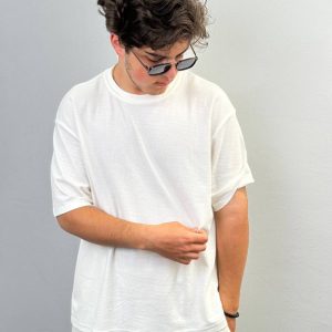تیشرت سفید بیسیک بیسکویتی zara
