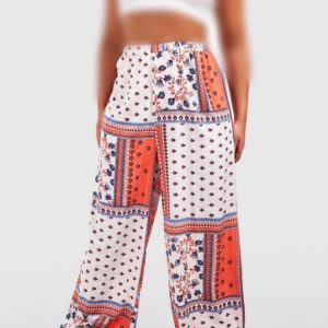 شلوار واید لگ طرح دار boohoo 2130