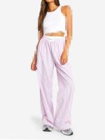 شلوار واید لگ بوهوCONTRAST WAISTBAND STRIPE WIDE LEG