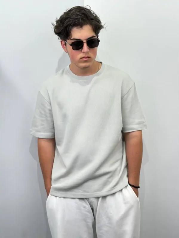 تیشرت بیسیک‌ بیسکویتی طوسی zara - Image 3