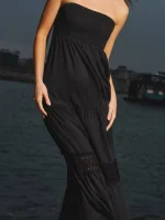 پیراهن مشکی ساحلی دکلته 2185 - Image 3