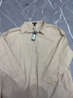 پیراهن رنگ کرم کتان T697 - Image 2