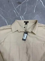 پیراهن رنگ کرم کتان T697 - Image 5