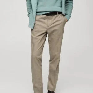 شلوار بژ REGULAR FIT FLANNEL TROUSERS