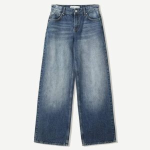 شلوار آبی پررنگهایلایت برشکا مدل wide leg