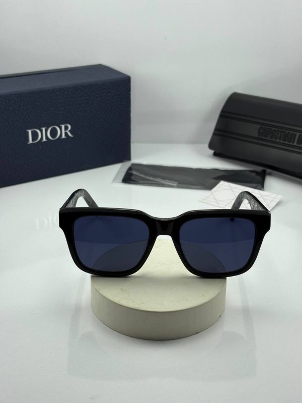 عینک dior b23 s11 مشکی براق عدسی آبی - Image 6