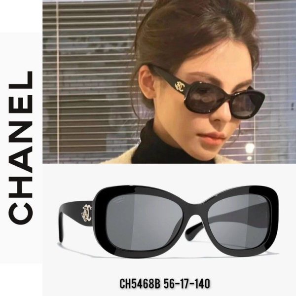 عینک chanel-5468B فریم مشکی براق عدسی هایلایت قهوه ای - Image 6