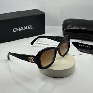 عینک chanel-5468B فریم مشکی براق عدسی هایلایت قهوه ای