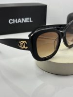 عینک chanel-5468B فریم مشکی براق عدسی هایلایت قهوه ای - Image 3