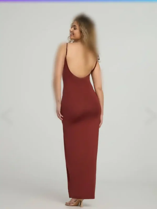 پیراهن ریون کشی قهوه ای ترانوا - Image 2