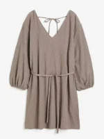 پیراهن نسکافه ای پفکی h&m
