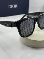 عینک dior b23 s11 مشکی براق عدسی طرح دار - Image 4