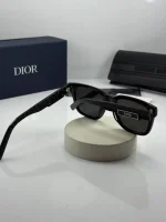 عینک dior b23 s11 مشکی براق عدسی طرح دار - Image 5