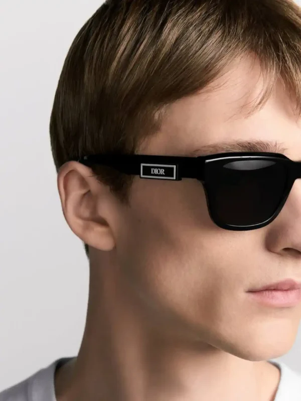 عینک dior b23 s11 مشکی براق عدسی آبی - Image 3
