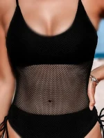 مایو یک تیکه مشکی توری - Image 4