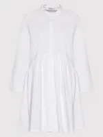 پیراهن سفید مانتویی کتان - Image 4