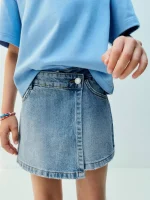 دامن شرتکی برمودا جین آبی zara - Image 2