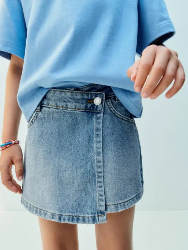 دامن شرتکی برمودا جین آبی zara - Image 2