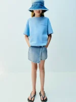 دامن شرتکی برمودا جین آبی zara - Image 4